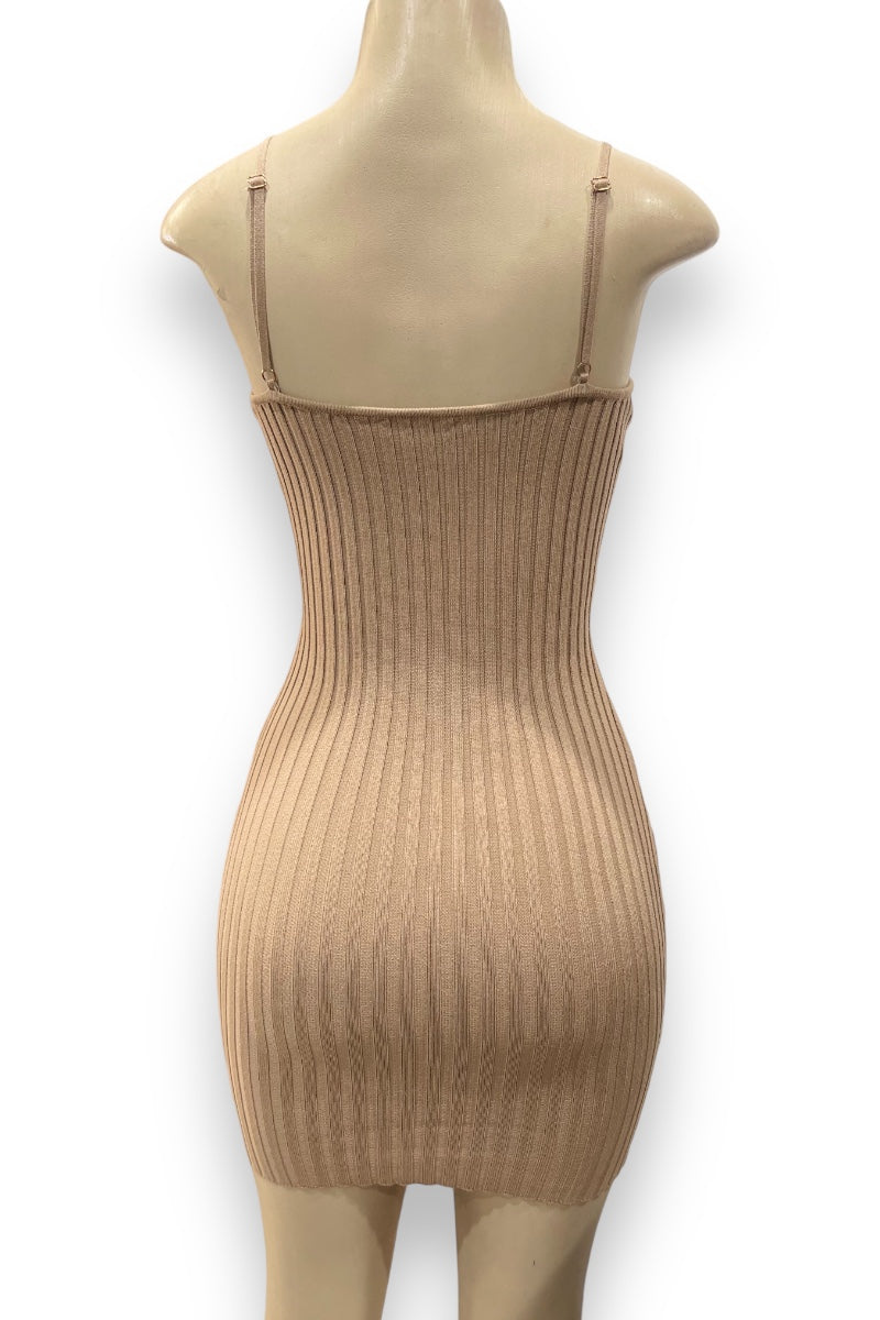 Front Keyhole with O Ring Ribbed Dress