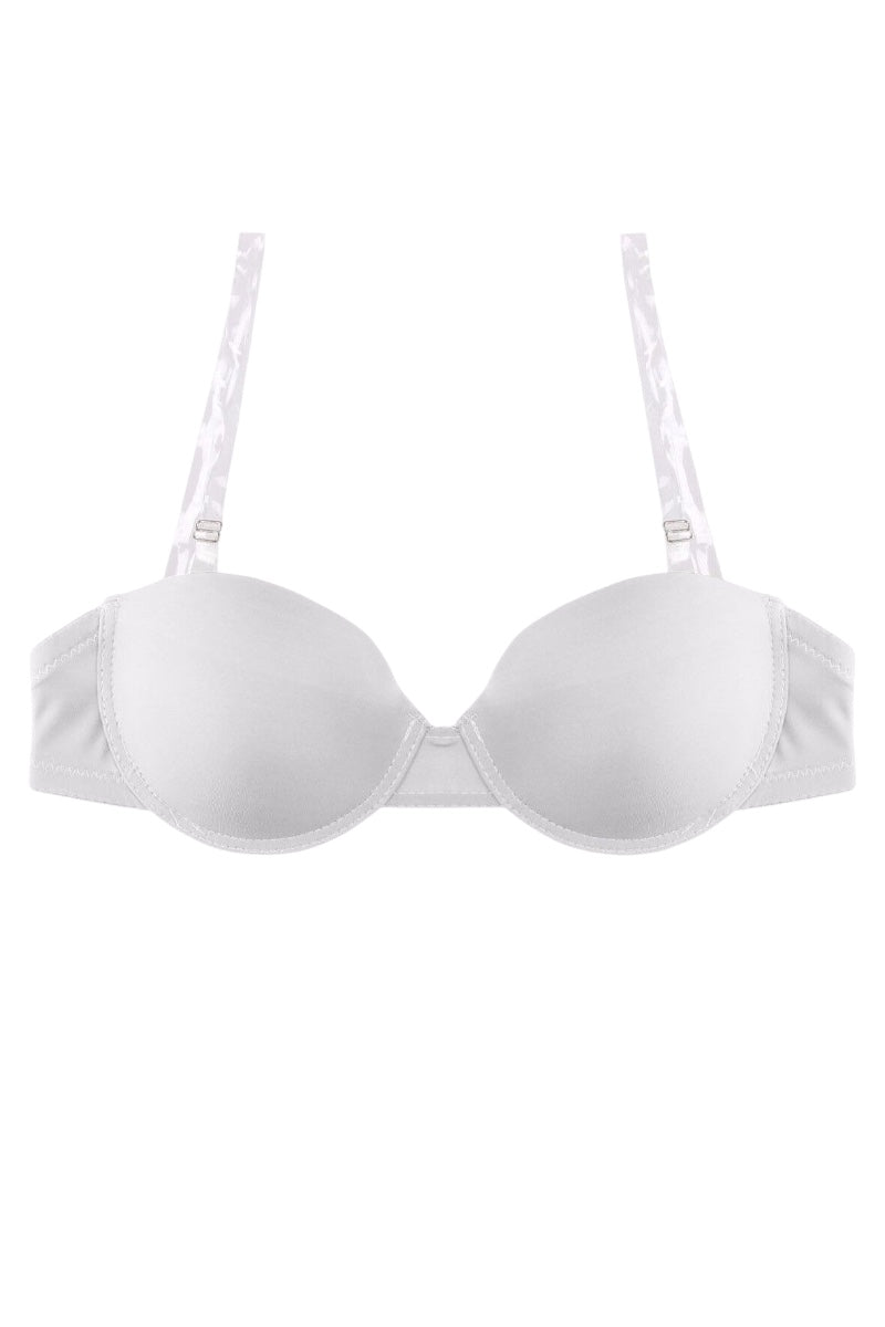 Clear Invisible Shoulder Straps & Back Strap Bra - White