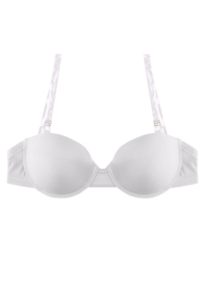 Clear Invisible Shoulder Straps & Back Strap Bra - White