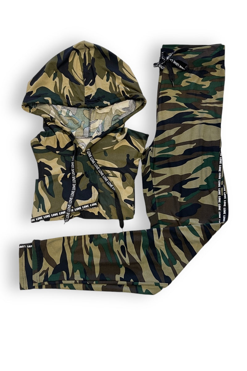 Camo & Love Print 2 Piece Set