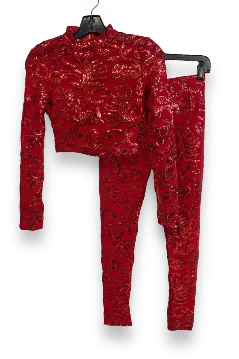 Sequin Textured Print Top and Pants Set