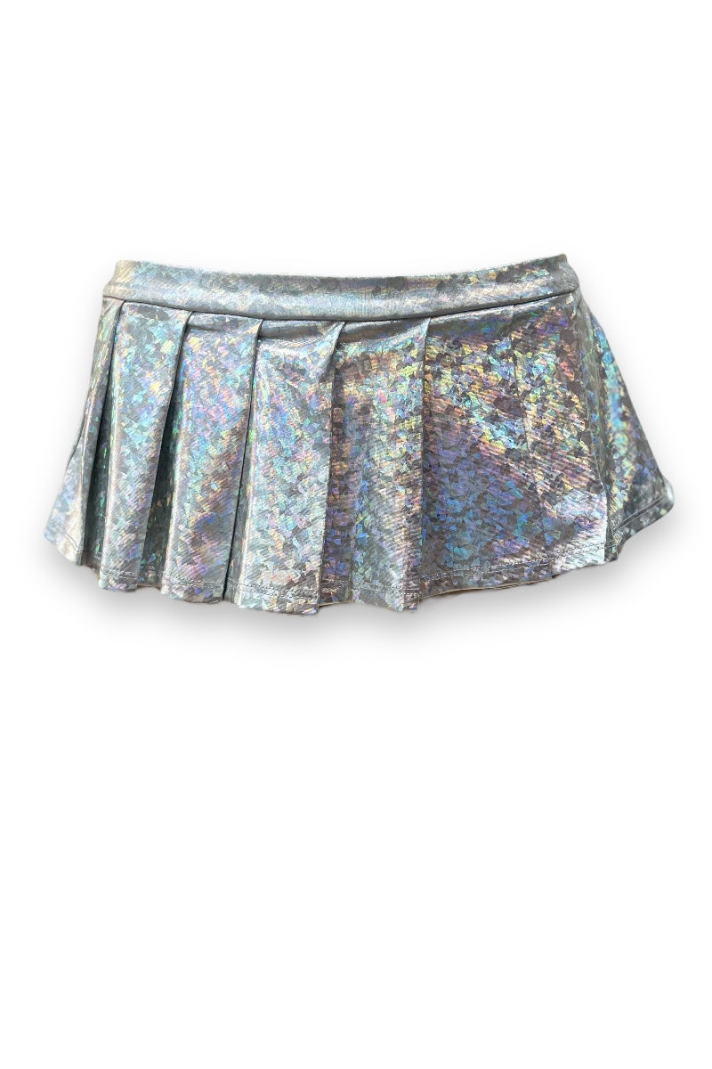 Holographic Pleated Mini Skirt