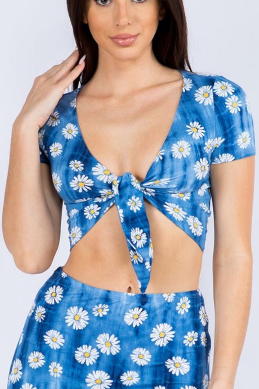 Sun Flower Everywhere Self Tie Top