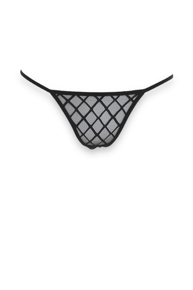 Window Panel Fishnet Garter Belt and Thong Set