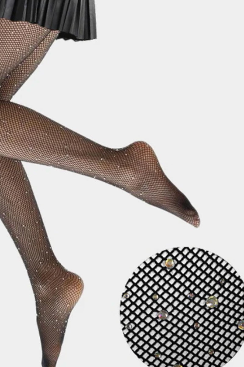 Mesh Jacquard Fishnet Rhinestone Pantyhose