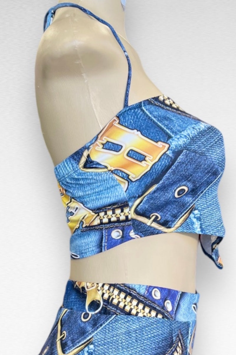 Hot Girl Denim Print Top