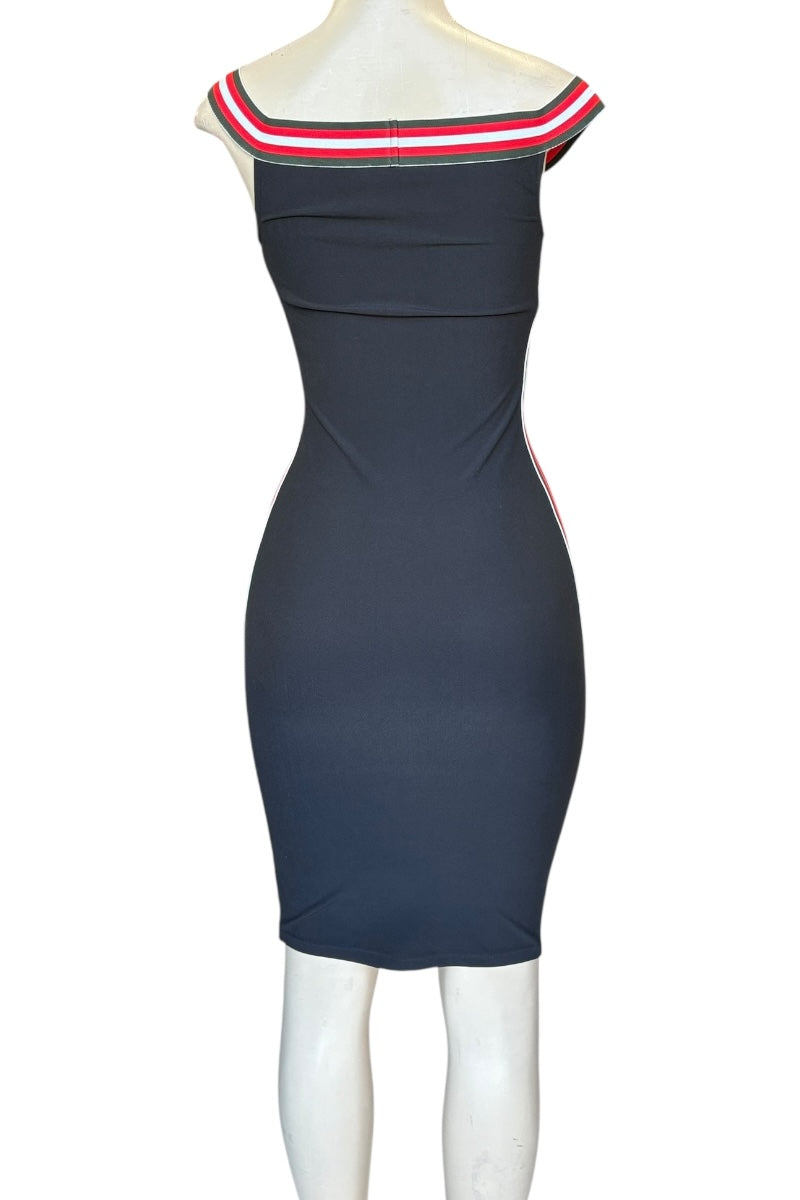 Striped Off Shoulder Dress #G027
