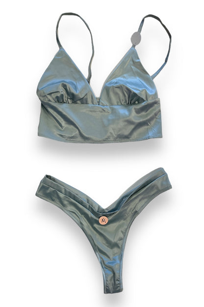 Satin Lingerie Set - Sage