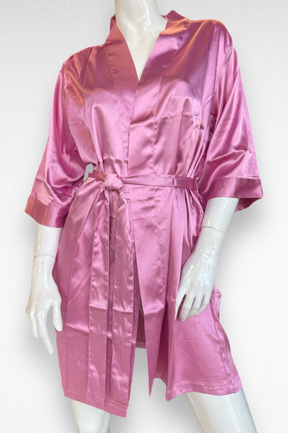 Satin Kimono Robe - Rose