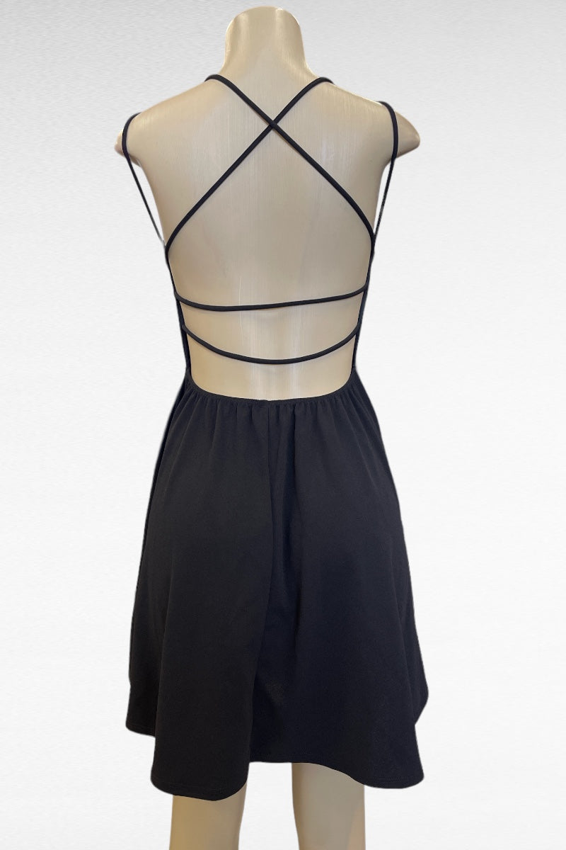 V Shape A-Line Dress W/ Rear Criss Cross