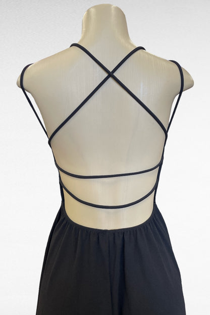 V Shape A-Line Dress W/ Rear Criss Cross