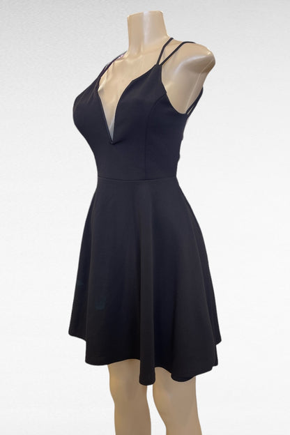 V Shape A-Line Dress W/ Rear Criss Cross