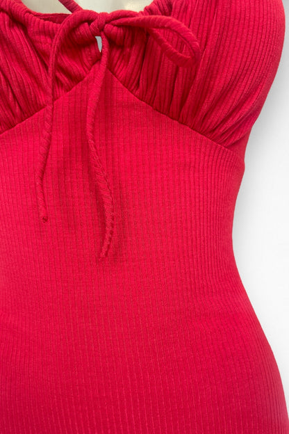 Ribbed Drawstring Bodycon Dress