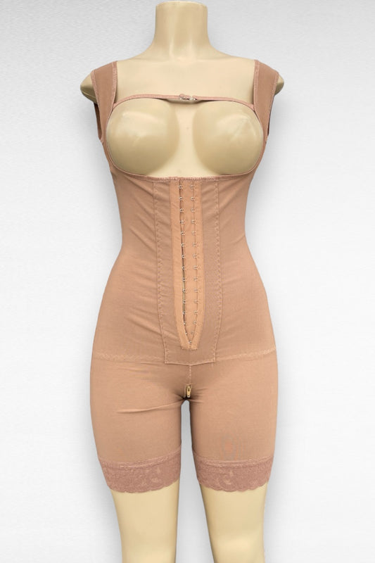 Corset Short Shapewear With Over Bust Strap & Zip Crotch