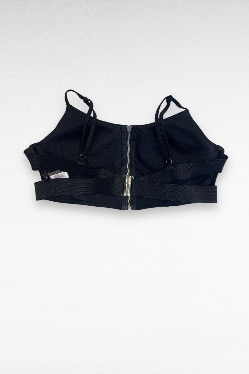 Caged Back Zip Up Bralette Top