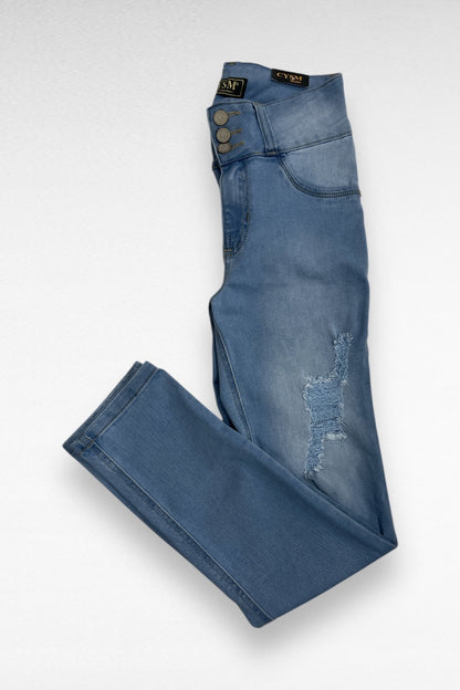 Ripped Fitted Colombian Push Up Jeans