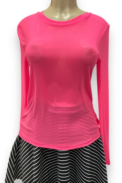Long Sleeve Basic Mesh Top