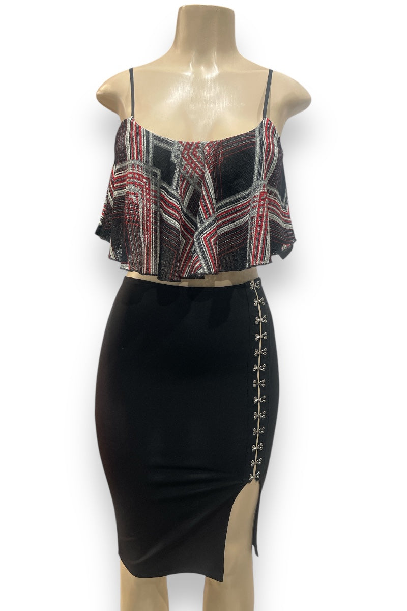 Hook and Eye Open Slit Pencil Skirt