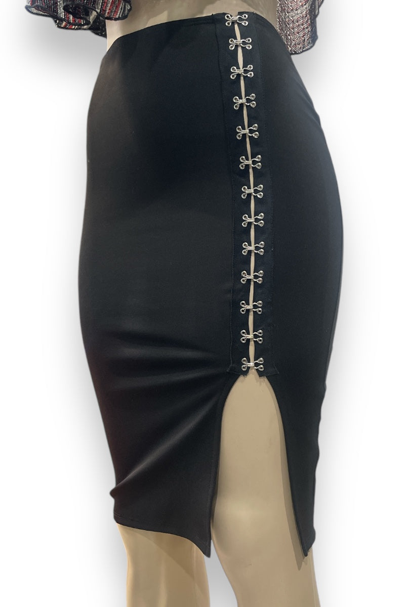 Hook and Eye Open Slit Pencil Skirt