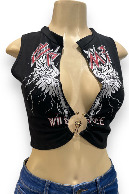 Wild Free Graphic Hardware Cropped Tee