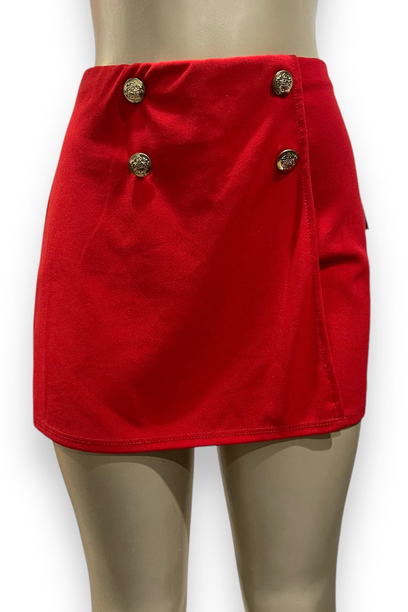 Buttoned Overlap Mini Skort