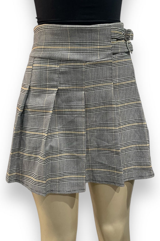 Pleated Plaid High Waist Skort