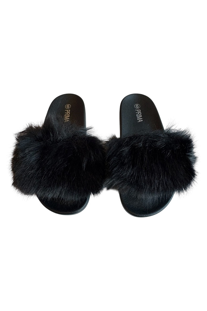 Black fur slides on a white background