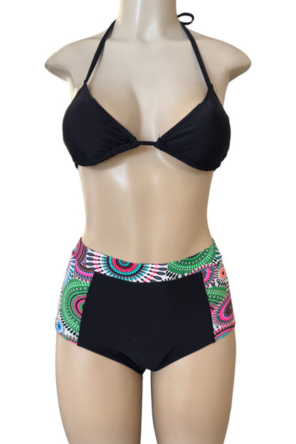 Sculpt Print High-Waist Bikini Bottoms #G015