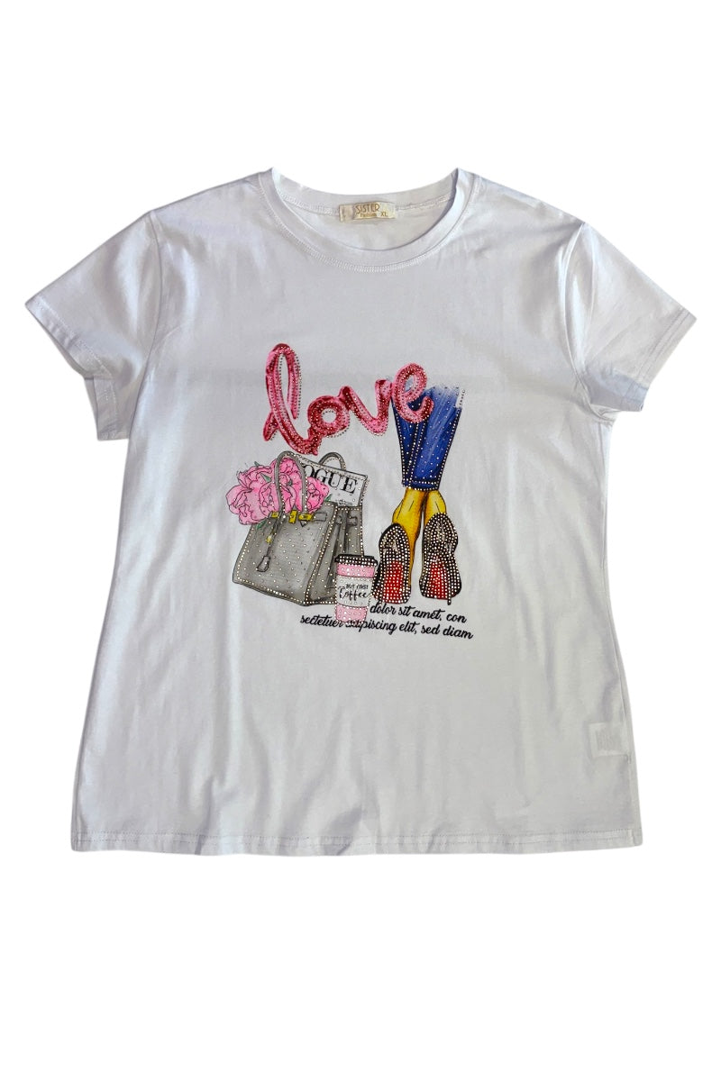Pink Love Glam Graphic T Shirt