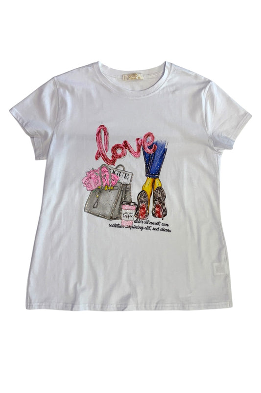 Pink Love Glam Graphic T Shirt