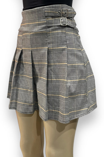 Pleated Plaid High Waist Skort