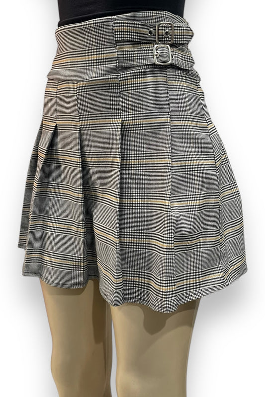 Pleated Plaid High Waist Skort