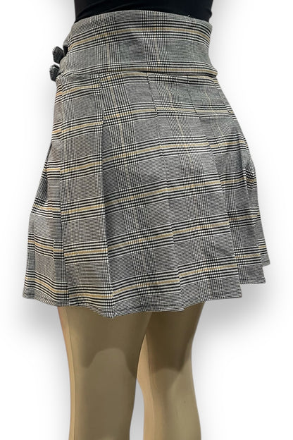 Pleated Plaid High Waist Skort