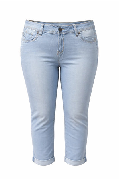 Light blue jeans on a white background