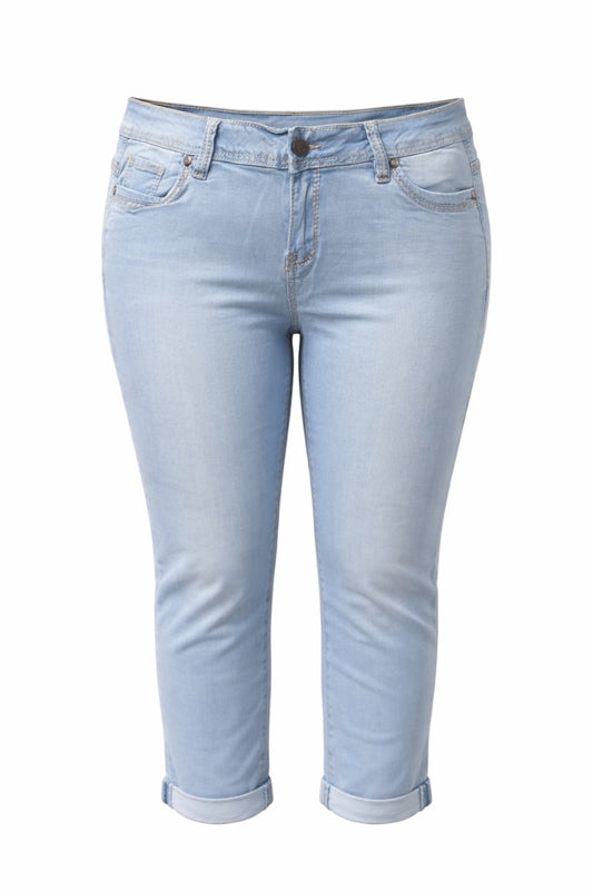 Light blue jeans on a white background