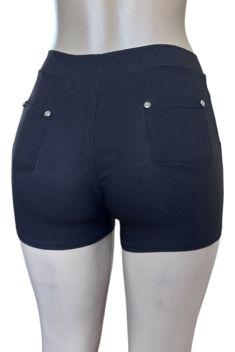 black shorts on a mannequin with a white background