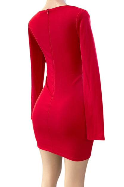 Red dress with long sleeves on a white background