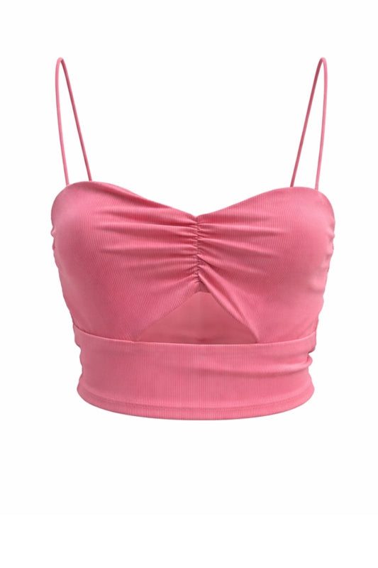 Pink strap top on a white background
