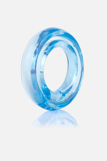 Blue transparent ring on a light gray background