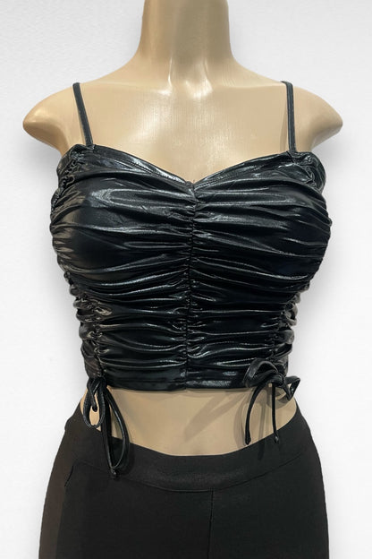 Ruched Metallic Crop Top