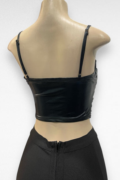 Ruched Metallic Crop Top