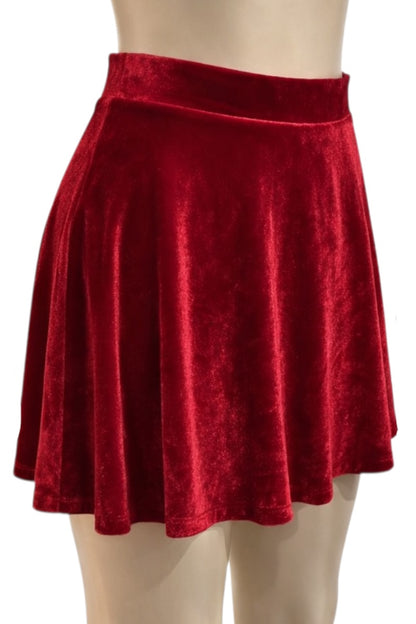 Red velvet skirt on a white background