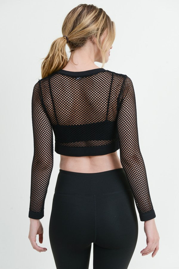 Long Sleeve Fishnet Athleisure Crop Top