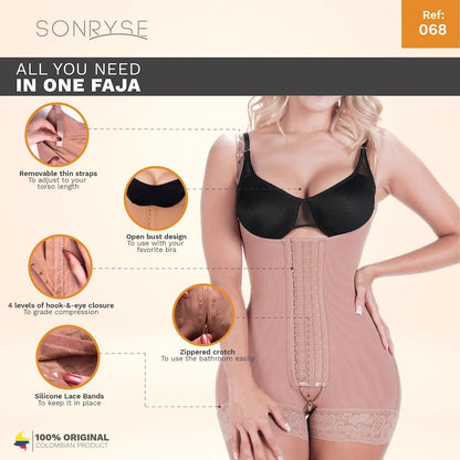 Postpartum & Post Surgery Tummy Tuck Lipo Compression Garment Open Bust Short Shapewear #068BF