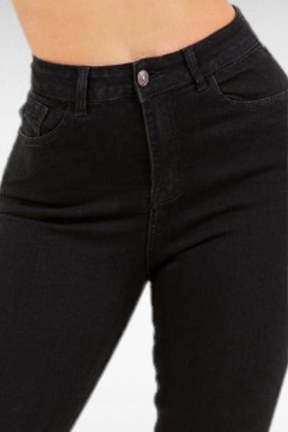 High Rise Stretch Jeans - Black