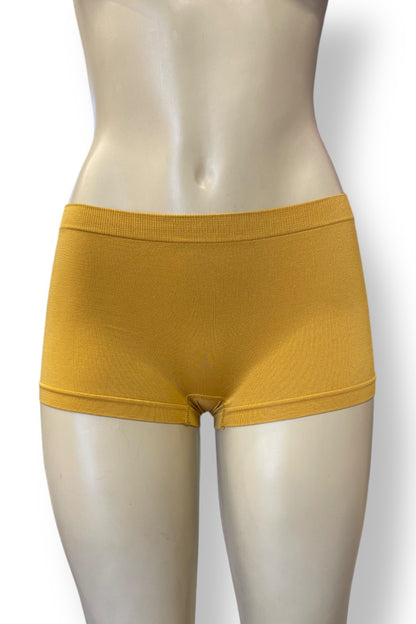 Seamless No Line Microfiber Full Boyshorts - Mustard