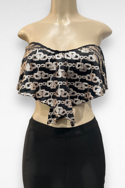 Sequin Chains Handkerchief Crop Top