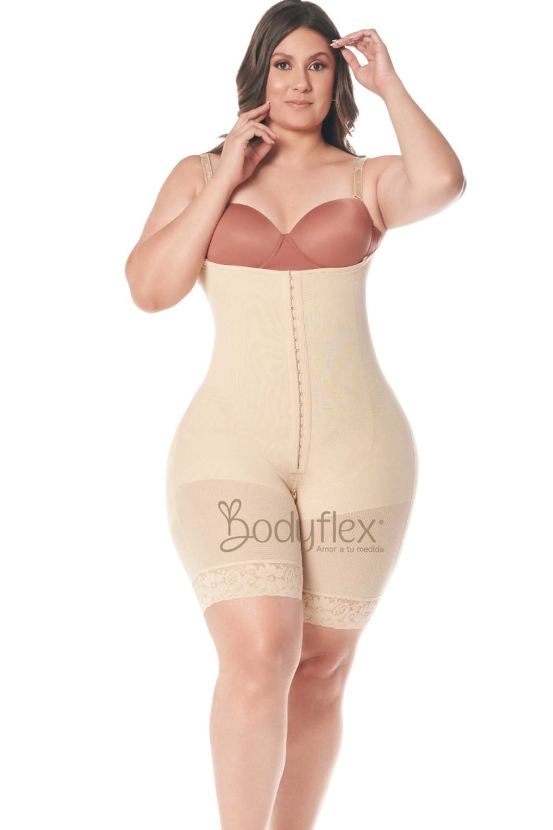 Shapewear Bodysuit Mid Thigh Shorts With Semi-Covered Back