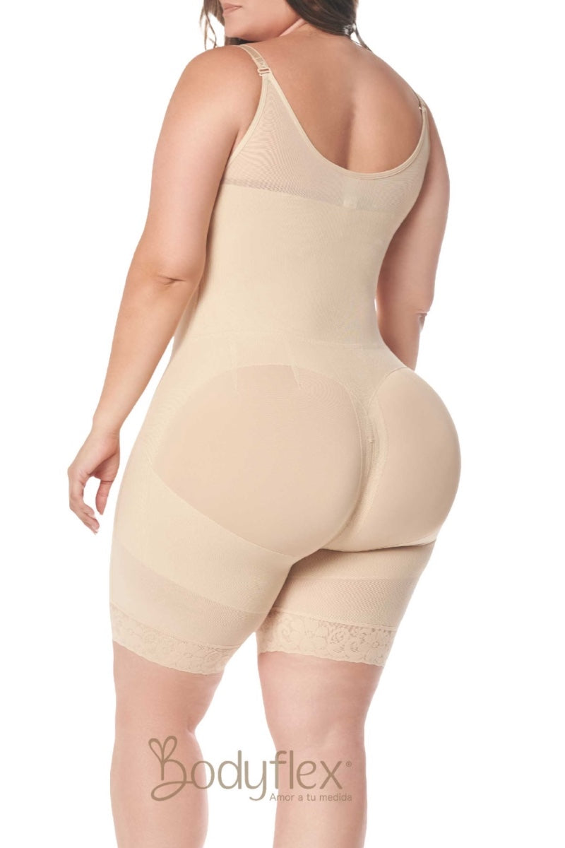 Shapewear Bodysuit Mid Thigh Shorts With Semi-Covered Back