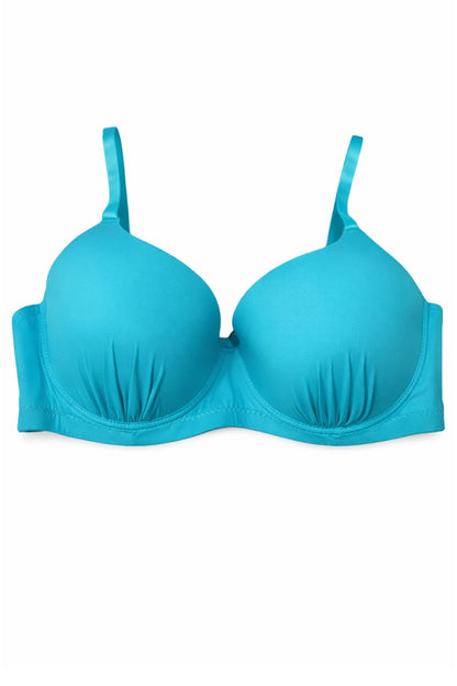 Blue bra on a white background